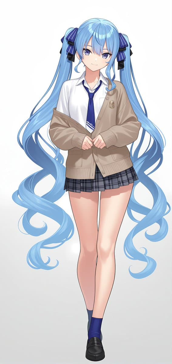 Anime Schoolgirl Full-Body Portrait preview image 1