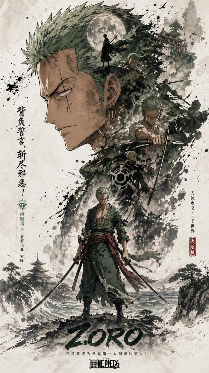Oriental Aesthetics Silhouette Poster preview image 1