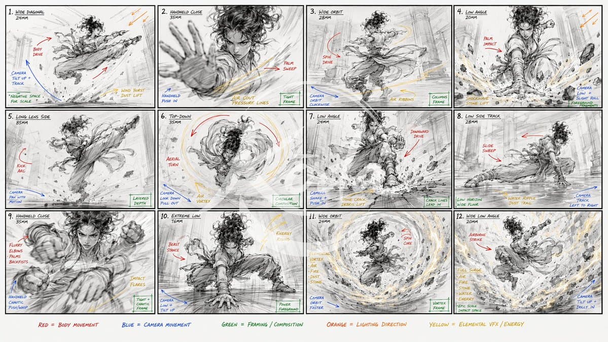 Kung Fu Action Storyboard preview image 1
