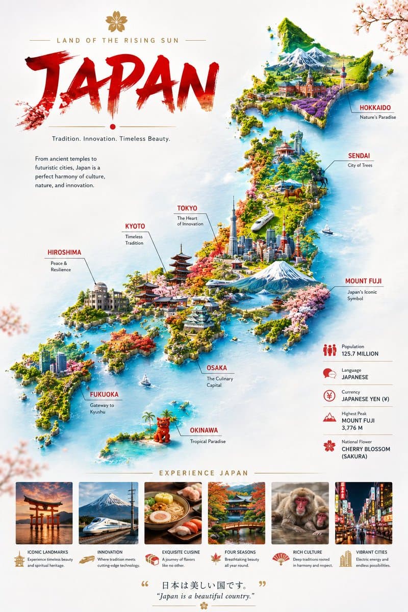 Japan Illustrated Travel Poster preview image 1