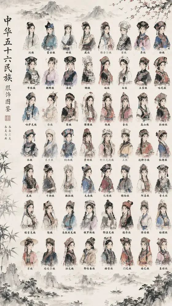 56 Chinese Ethnic Groups Clothing Chart preview image 1