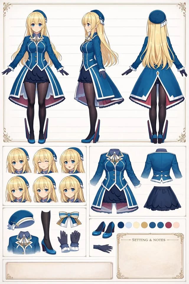 Anime Character Design Reference Sheet preview image 1