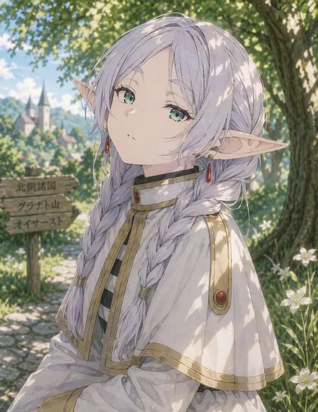 Anime Elf Girl on Forest Path preview image 1