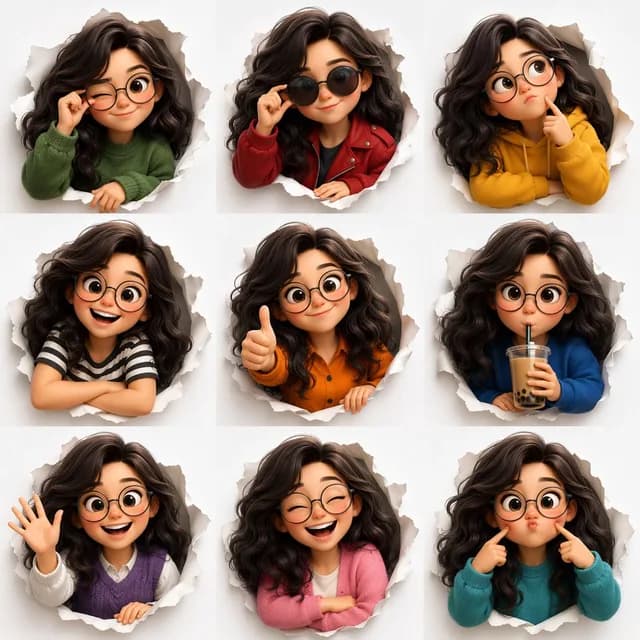 3D Animated Character Expression Grid preview image 1