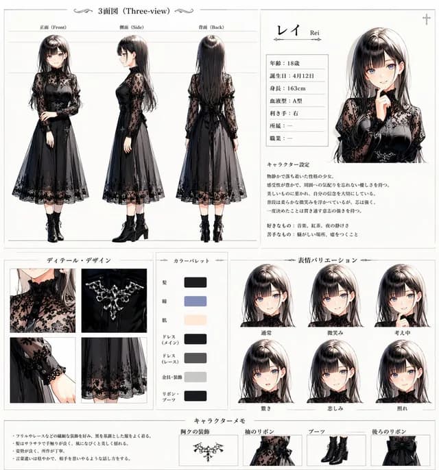 Gothic Anime Character Sheet preview image 1