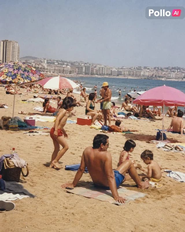 1990s Spanish Beach Family Snapshot preview image 1