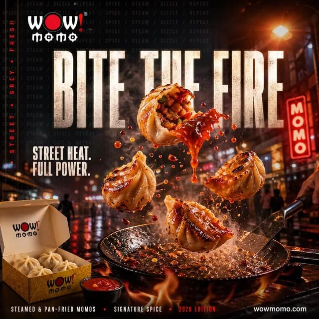 Cinematic Fiery Momo Street Food Ad preview image 1