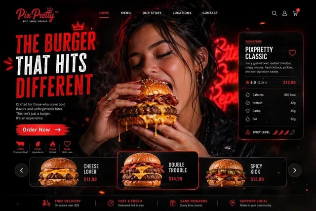 Luxury Cinematic Burger Landing Page preview image 1