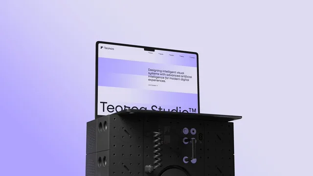 Minimal Laptop on Industrial Pedestal preview image 1