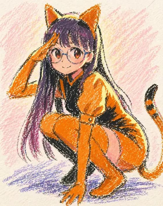 Oil Pastel Anime Catgirl preview image 1