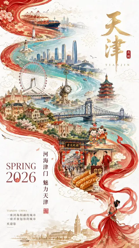Tianjin City Promotional Poster Prompt preview image 1