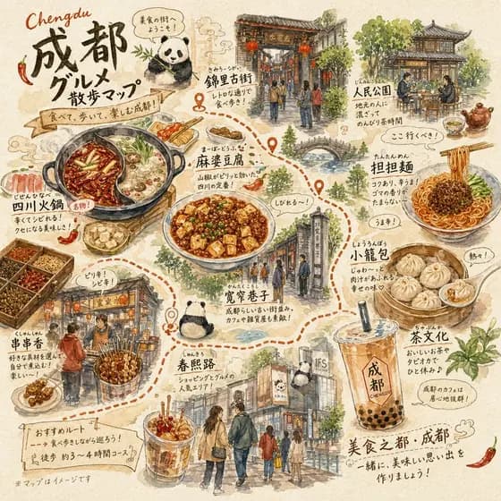 Chengdu Gourmet Walking Map preview image 1