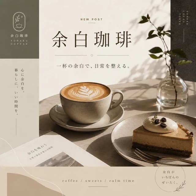 Yohaku Coffee Cafe Announcement Poster preview image 1