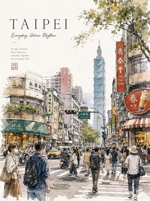 Watercolor Urban Travel Poster preview image 1