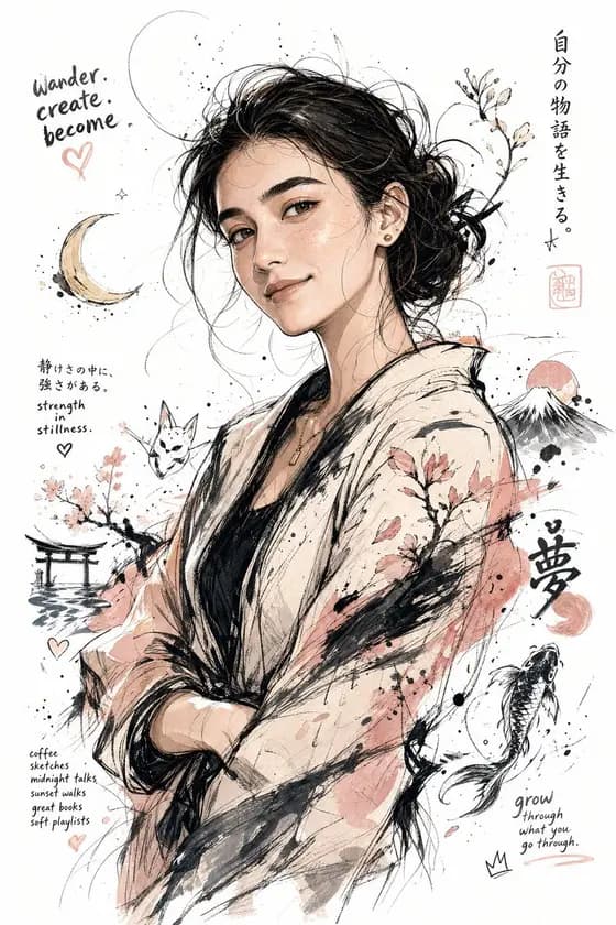 Japanese Ink Splatter Comic Illustration preview image 1