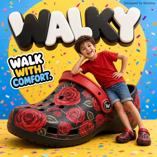 Vibrant Children's Shoe Ad Poster preview image 1