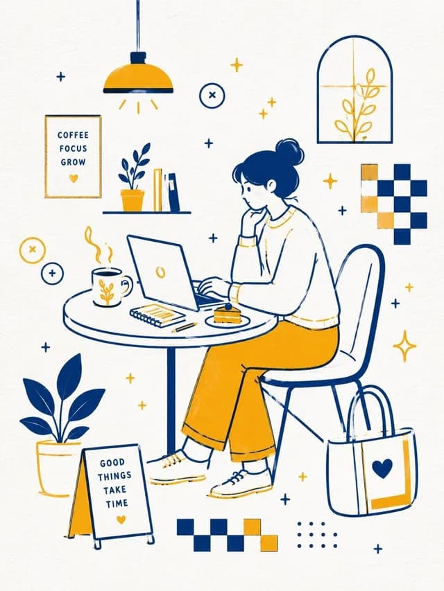 Scandinavian Minimalist Café Illustration preview image 1
