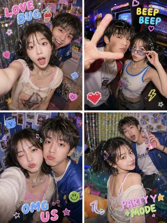 Y2K Fish-eye 2x2 Photo Booth Collage preview image 1