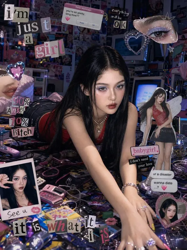 Chaotic Y2K Cyber-Pop Editorial Portrait preview image 1