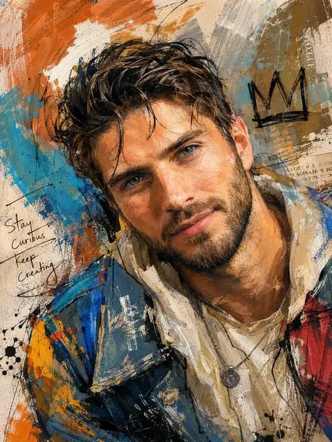 Handcrafted Mixed Media Portrait Painting preview image 1