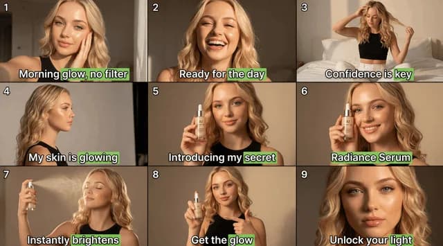 9-Panel Beauty Serum Storyboard preview image 1