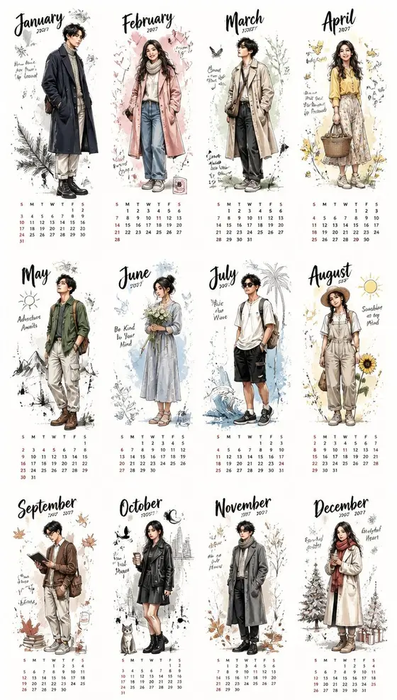 Aesthetic 2027 Desk Calendar preview image 1