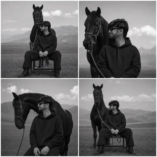 Monochrome Horse Field Portrait preview image 1