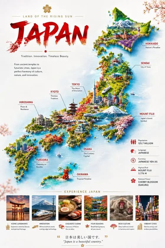 Japan Illustrated Travel Poster preview image 1