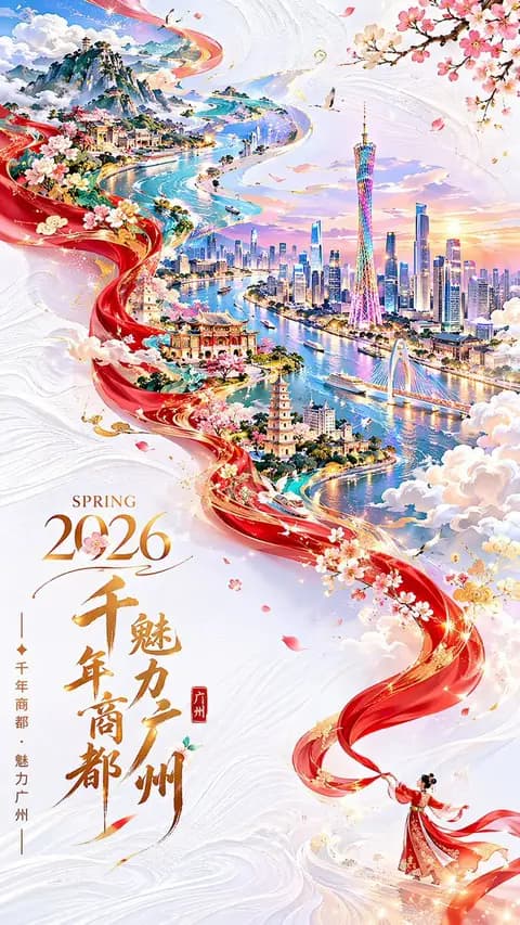 Guangzhou Spring Festival Double Exposure Poster preview image 1