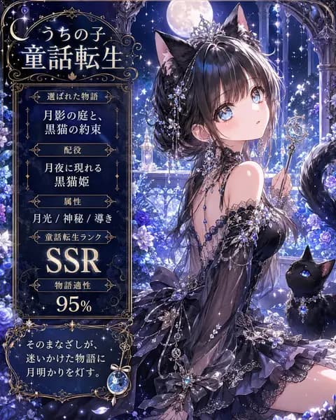 Moonlit Cat Princess Fairy-Tale Card preview image 1