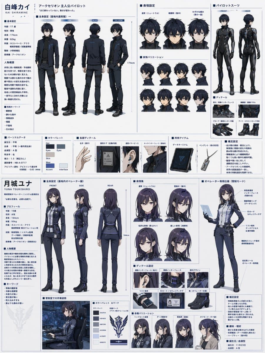 Dual Sci-Fi Character Reference Sheet preview image 1