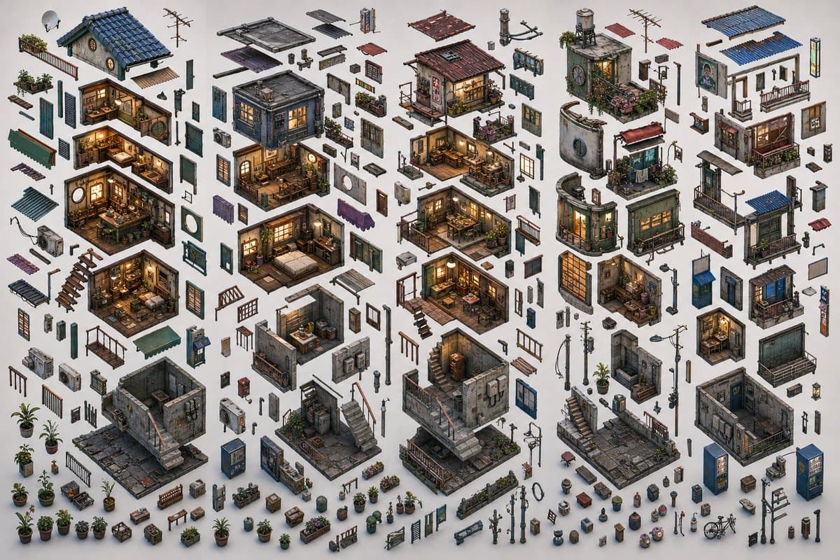 等距城市资产爆炸图 preview image 1