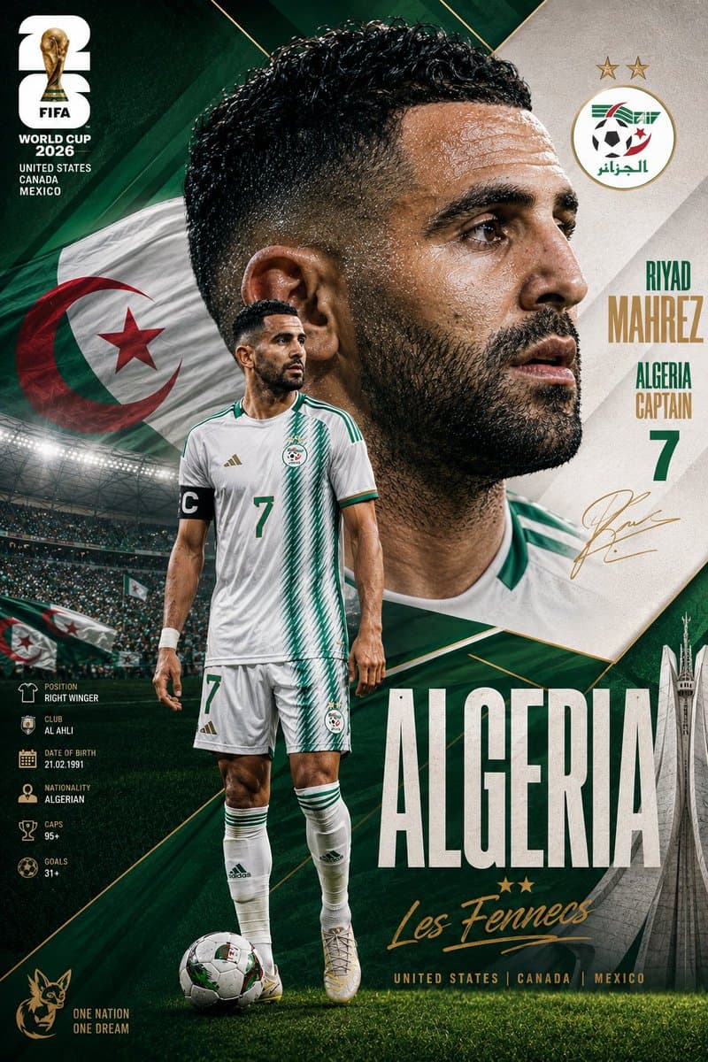 Algeria World Cup Captain Poster preview image 1