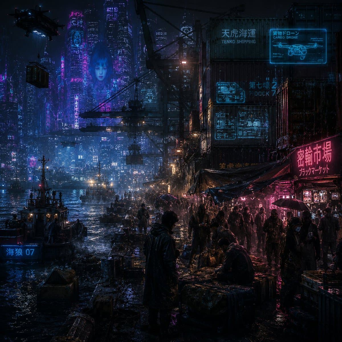 雨天赛博朋克港黑市 preview image 1