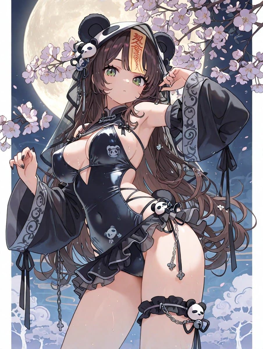 Panda Jiangshi Swimsuit Anime Scene preview image 1