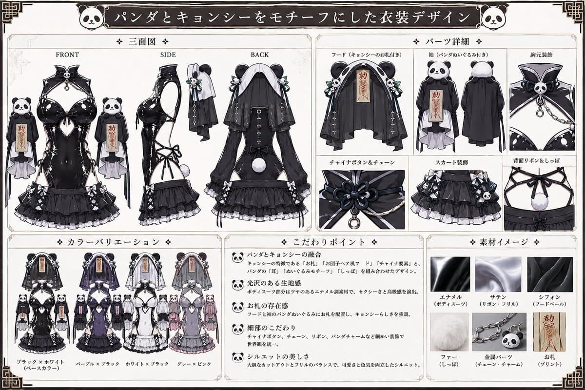 Panda Jiangshi Swimsuit Anime Scene preview image 2